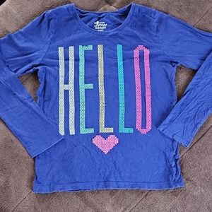Old Navy Kids Blue Long Sleeve 'HELLO' Tee